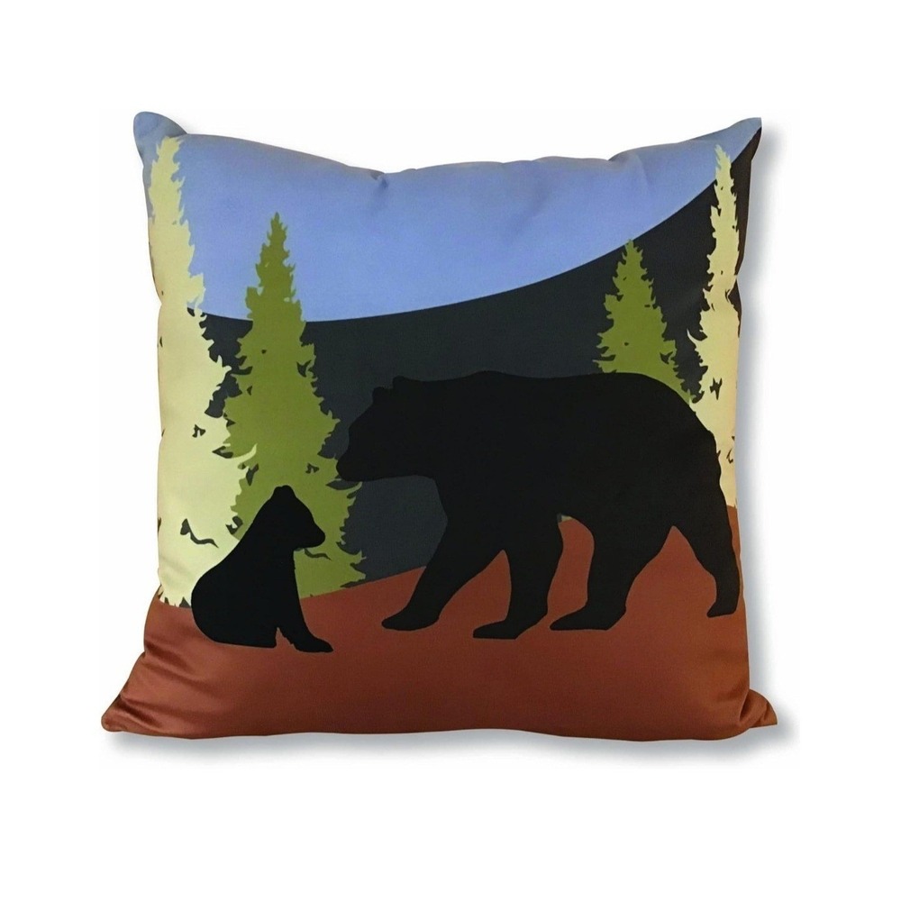 Rustic Throw Accent Pillow 18 x 18 Bear Lake Blue Cabin Mountain VIRAH BELLA NWT